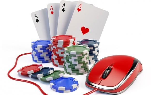 spela online - spel kort - poker chips - datormus